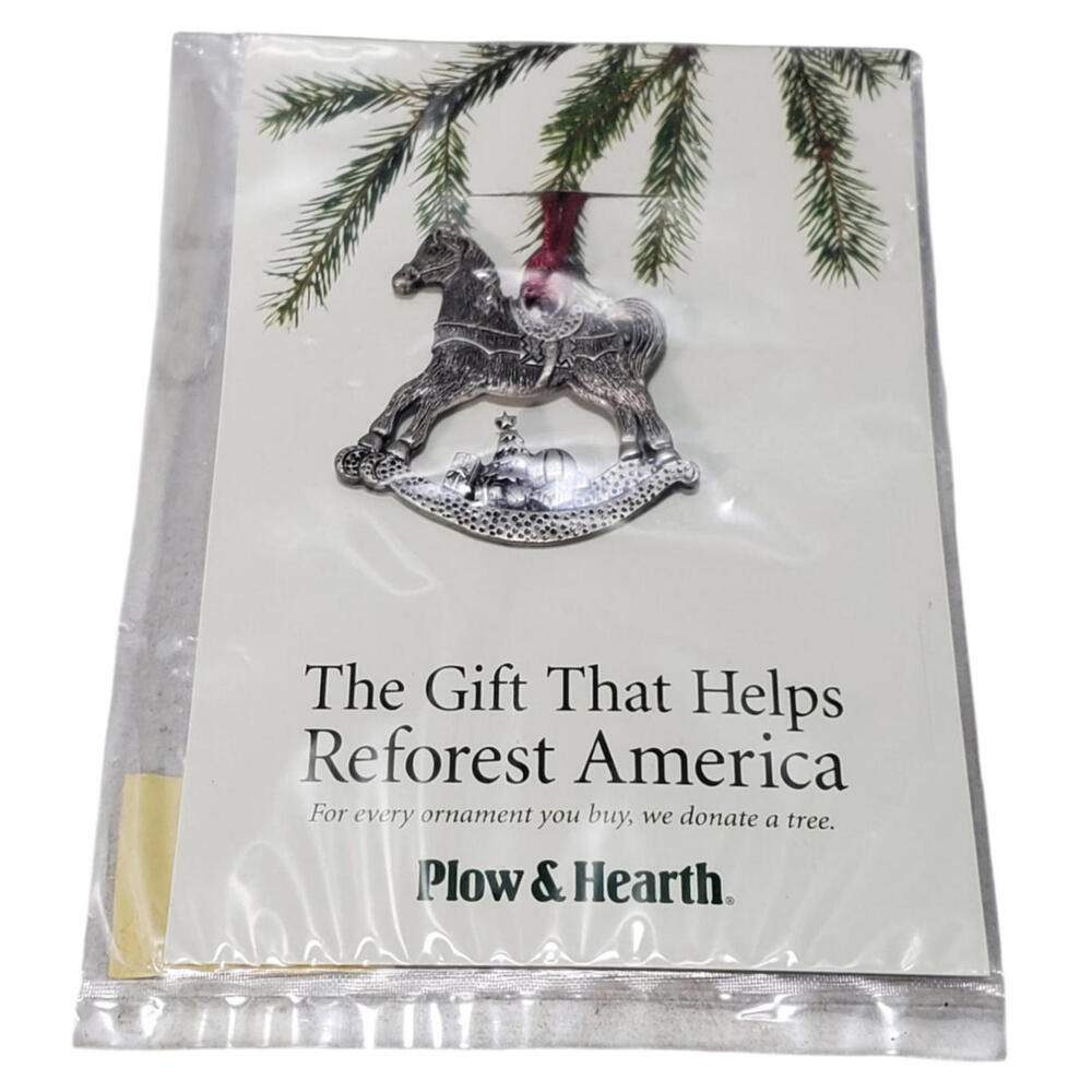 Plow & Hearth Pewter Christmas Ornament Rocking Horse